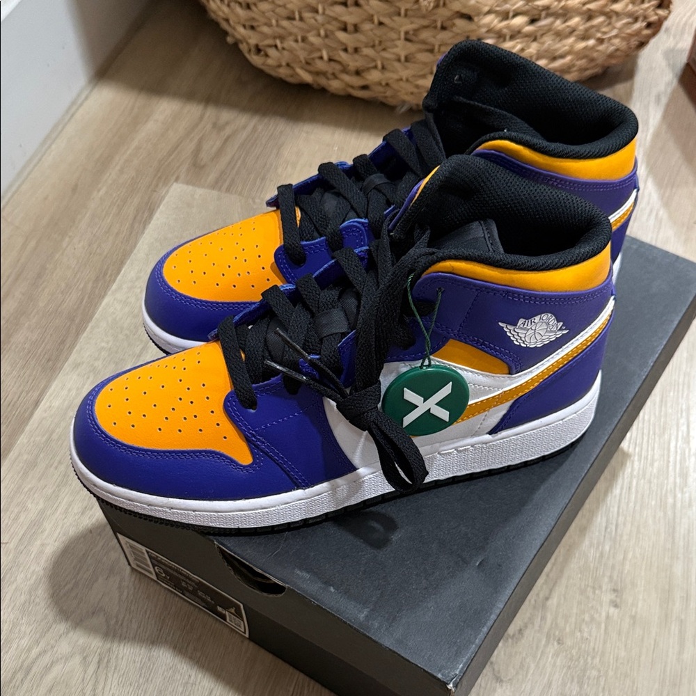 Purple and Gold High-Top Sneakers